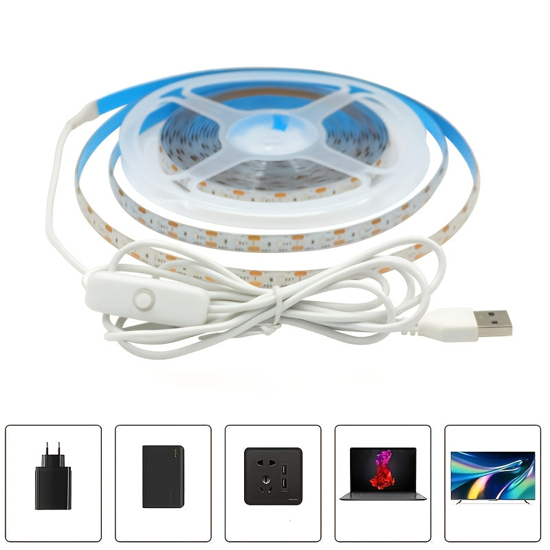 USB LED灯带有开关，柔软光带用于厨房房间楼梯照明