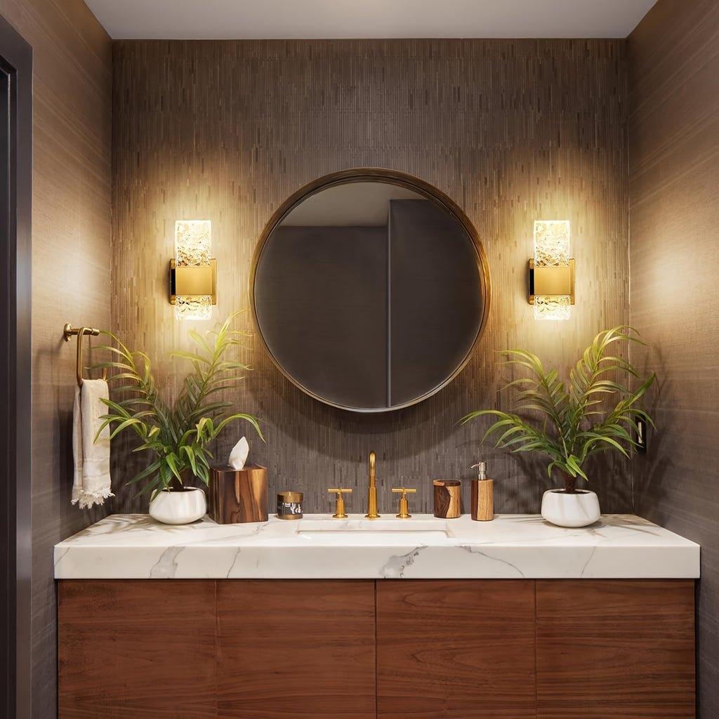2-Piece Modern Bedroom Crystal Wall Light 3-Color Temperature Changing LED Black Wall Lamp Living Room Linear Wall Light Indoor Warm Light Wall Light Fixture