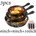 3/4 Pcs Cast Iron Skillet Set, Excellent Heat Retention, Indoor & Outdoor Cooking Available, Restaurant Chef Grade Frying Pan, Ideal for Cooking & Gifting, Local Warehouse Shipping