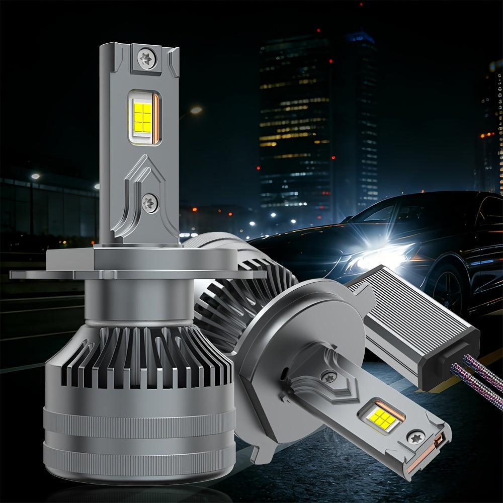 2-Pack LED Car Headlights, 12V-24V, Compatible with H11/H7/H4/H1, 9005/9006/9012 - 6500K Cool White Light, 43800 Lumens, High/Low Beam, Suitable for Various Environments, No Battery Needed, 6570 CSP Chip