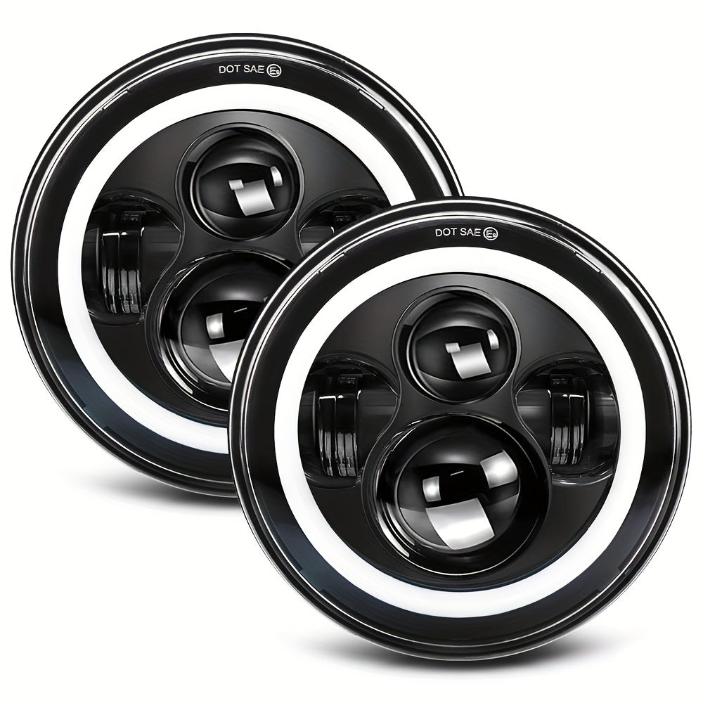 2 Pcs 7-Inch Round LED Headlights with Colorful Daytime Running Lights and Amber/Blue/Green/Red/Pink Turn Signal Lights, High/Low Beam for JEEP Wrangler JK TJ CJ