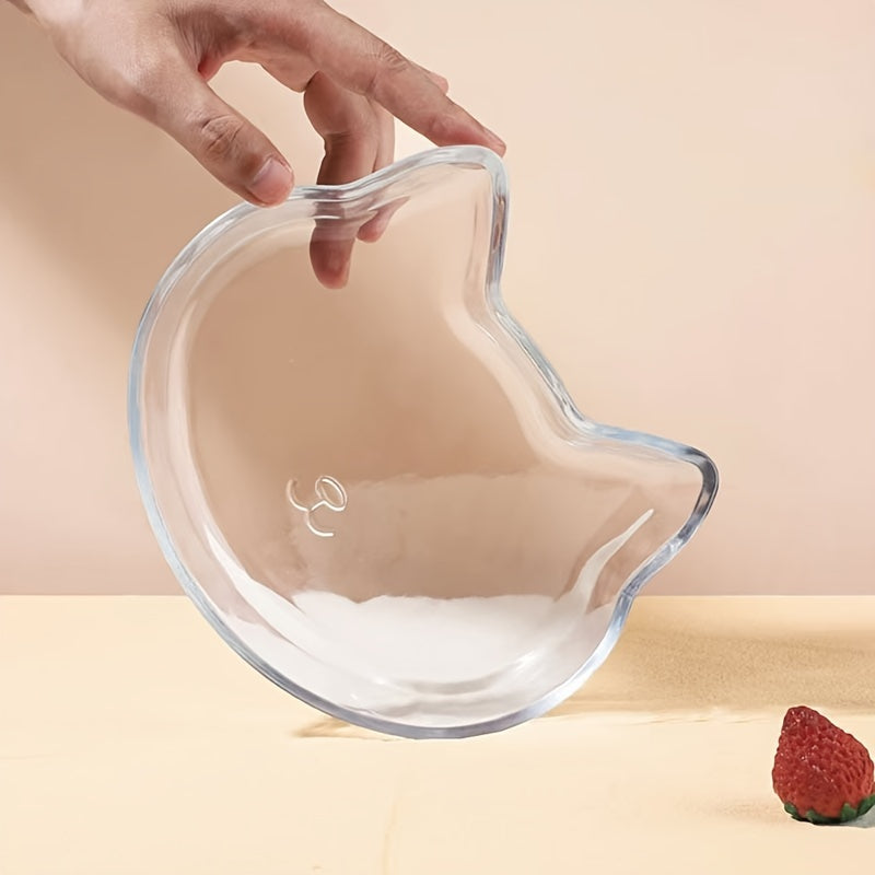 1pc Thickened Cute Cat Glass Plate, Home Dumpling Plate, Salad Plate, Dinner Plate