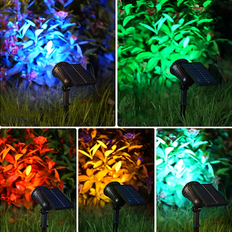 9 LED Solar Spotlight, Color & White Outdoor Garden Lawn Light, Easy Installation, Ideal for Exterior Wall Stair Patio Courtyard Swimming Pool