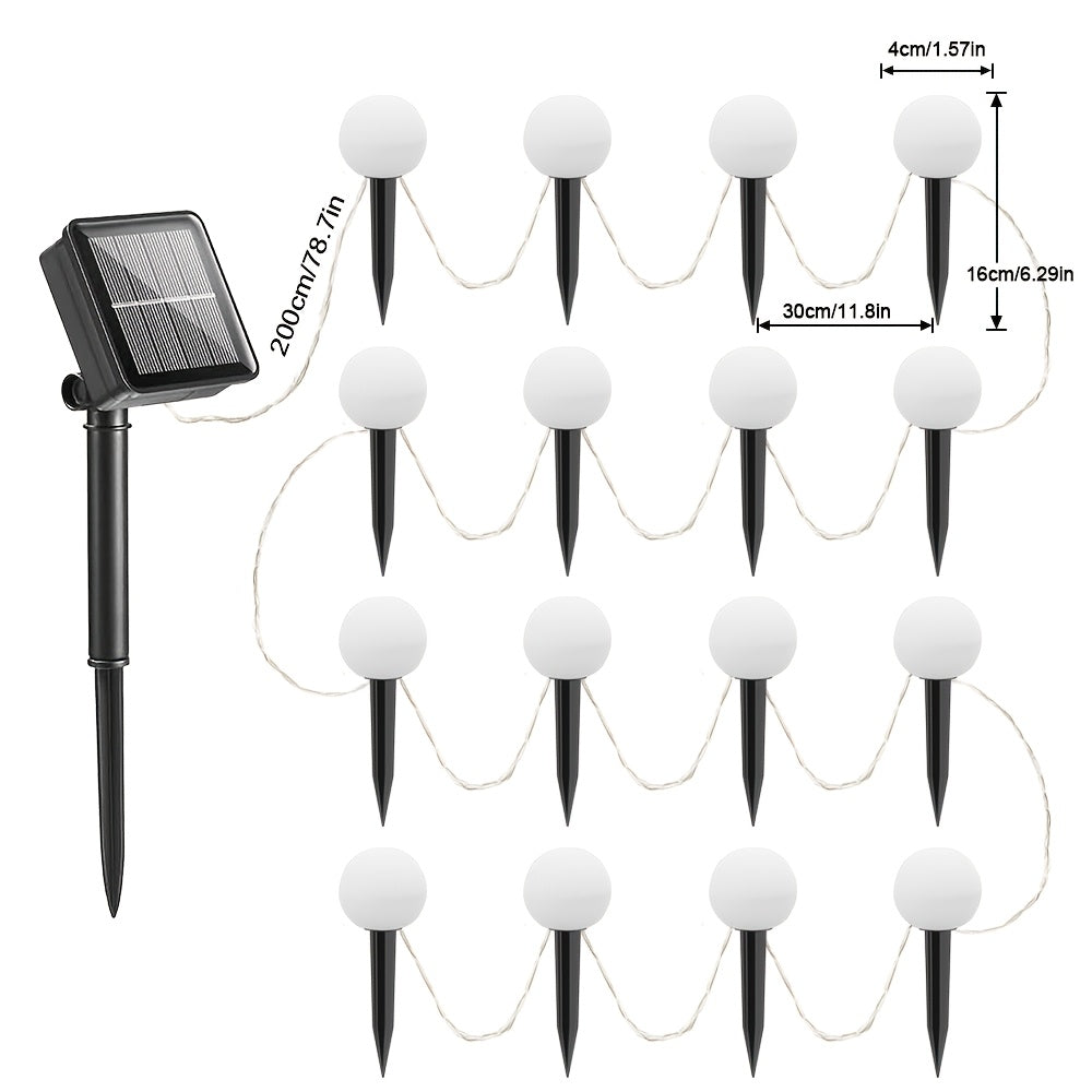 16/24PCS Solar LED Colorful Ball Christmas Lawn Light, Christmas Garden Light, Ground Insert Light, 8 Lighting Modes, IP44, Decorative Light for Christmas, New Year, Valentine's Day Party, Suitable for Garden, Courtyard, Path, Lawn, Driveway Decoration