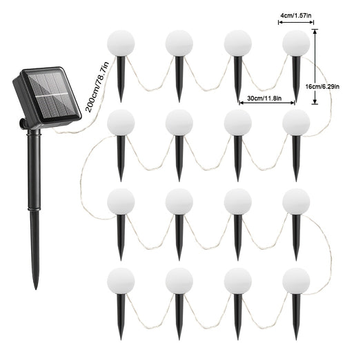 16/24PCS Solar LED Colorful Ball Christmas Lawn Light, Christmas Garden Light, Ground Insert Light, 8 Lighting Modes, IP44, Decorative Light for Christmas, New Year, Valentine's Day Party, Suitable for Garden, Courtyard, Path, Lawn, Driveway Decoration