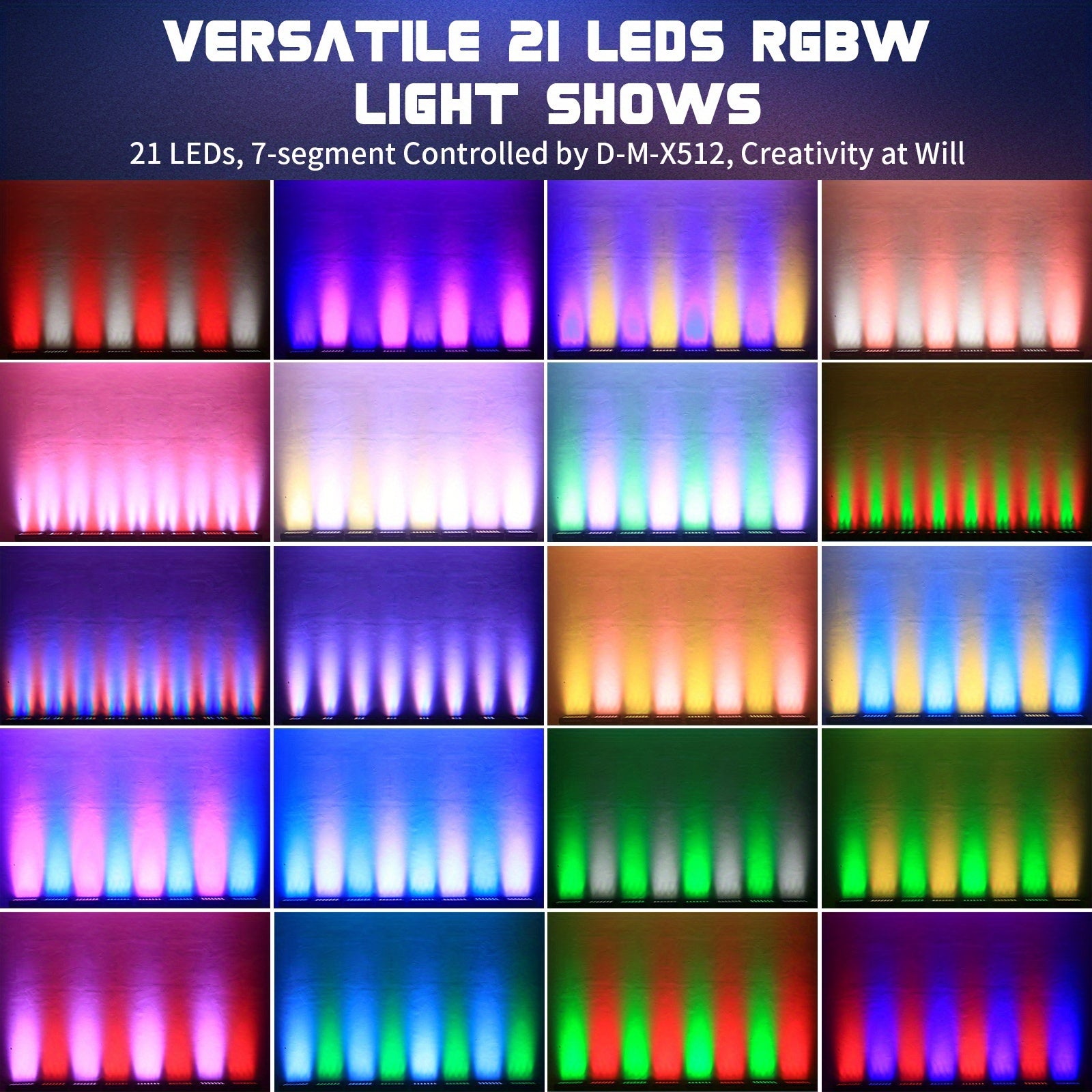 Stage Flood Light 21x15W LED RGBW Wall Washer Light DJ Party Light, DMX Control Sound-Active Stage Light Bar, Suitable for Weddings, Disco Parties, Party Lighting, Stage Effects, Dynamic Lighting, Durable Structure, Long-Lasting Bulbs