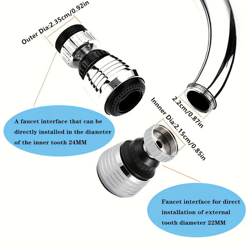 1pc Home Kitchen 360° Rotating Water-Saving Faucet – Aerator, Diffuser, Faucet Nozzle Filter, Adapter