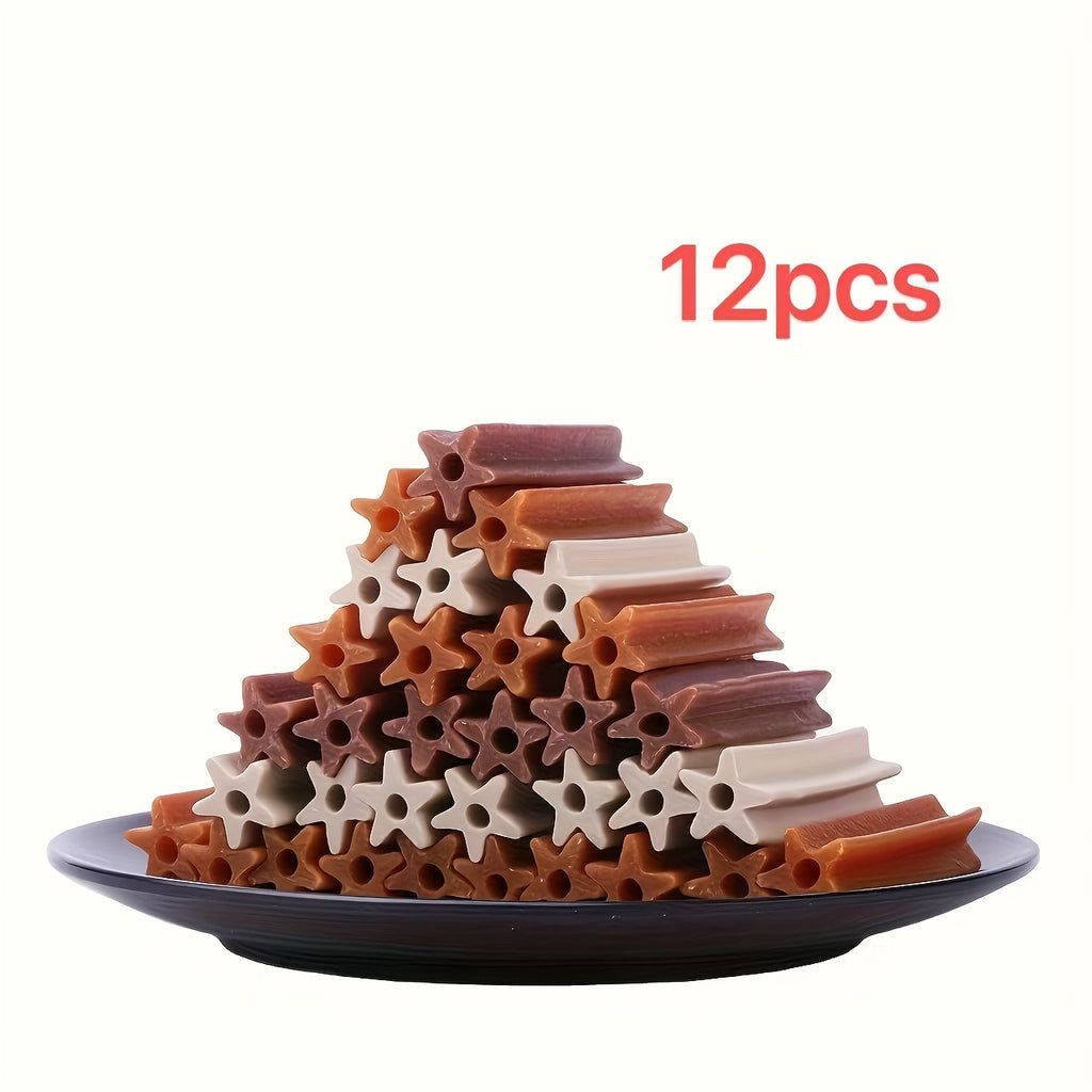 12个/6个/装牙齿清洁骨头狗狗啃咬玩具 - 牙齿清洁牙齿健康，幼犬和成犬用无毒啃咬骨头，去除牙菌斑和牙石，安全清洁牙齿，适合所有品种和尺寸（小型、中型、大型犬）- 牙科护理宠物牙齿卫生