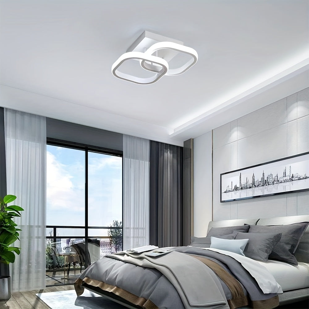 Premium creative square bedroom ceiling light, living room lighting fixture, modern minimalist European and American style three-color changing ceiling light, stylish double-sided ceiling light, energy-saving and durable