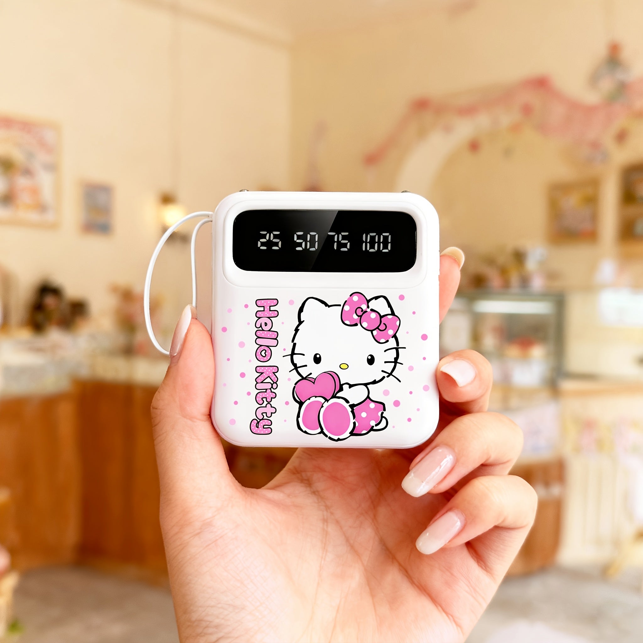 Sanrio Hello Kitty Mini Portable Pocket Power Bank, Small Size, LED Intelligent Power Display, Power Bank for iPhone/Android Mobile, Emergency Charging, Travel Power Bank, Cute Power Bank, Essential for Outdoor Travel & Work