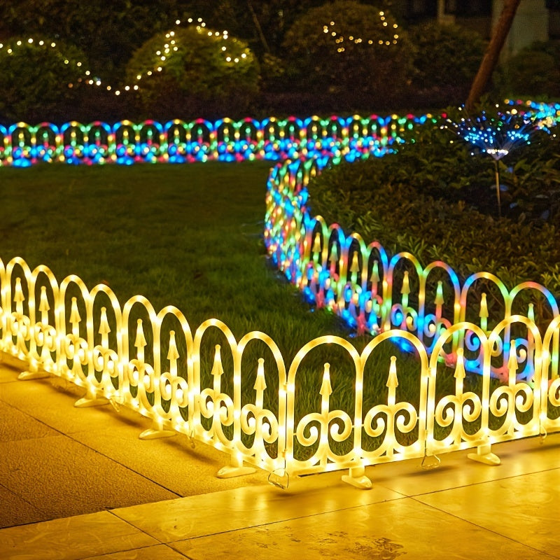 8-Piece Outdoor Solar Fence Light, Solar/USB Dual Power Supply, Warm Light / Color Light Optional, Suitable for Friend Gathering Decorative Atmosphere Light, Valentine's Day Decoration, Proposal Arrangement, Shop, Patio