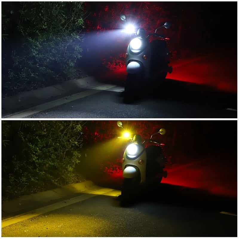 Super Bright LED Motorcycle Light - Dual Color High/Low Beam Car Light, Suitable for Sedans, Trucks, SUVs and UTVs, 12V/24V Voltage, Mini Lens, Black Housing, Off-Road Specific