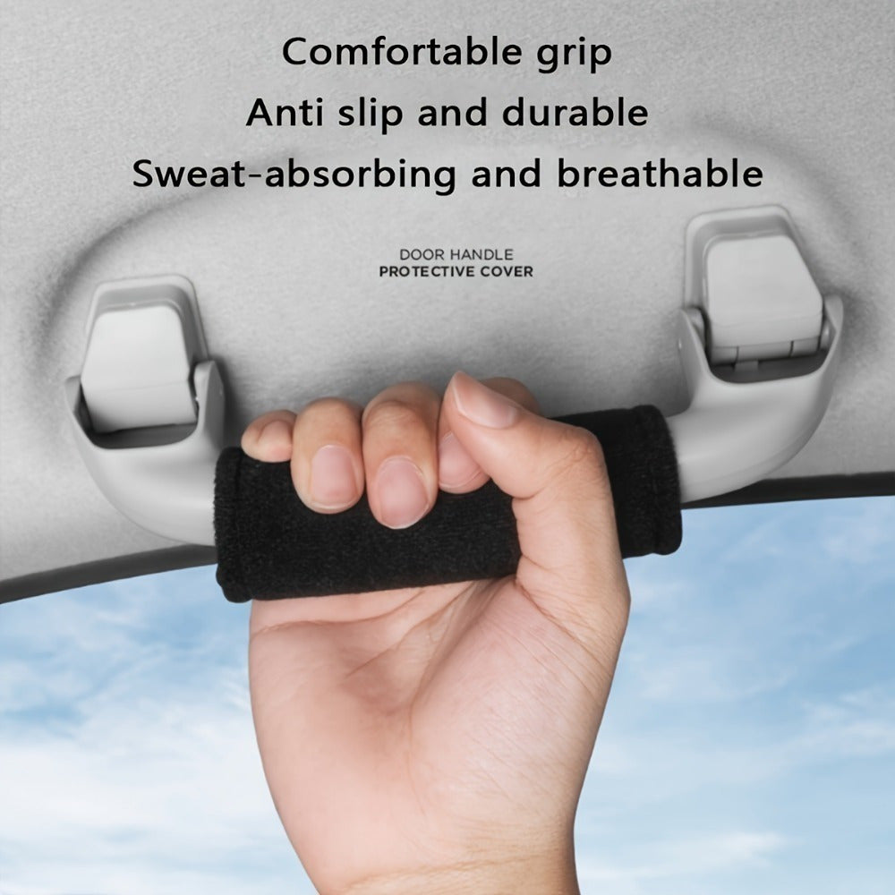 4-Piece Set Woven Exquisite Icon Door Handle Gloves, Non-Slip Protective Grip Cover, Universal Car Interior Accessories, Auto Accessories, Car Door Handle Cover, Stylish Interior Upgrade, Woven Design, Durable Woven Material