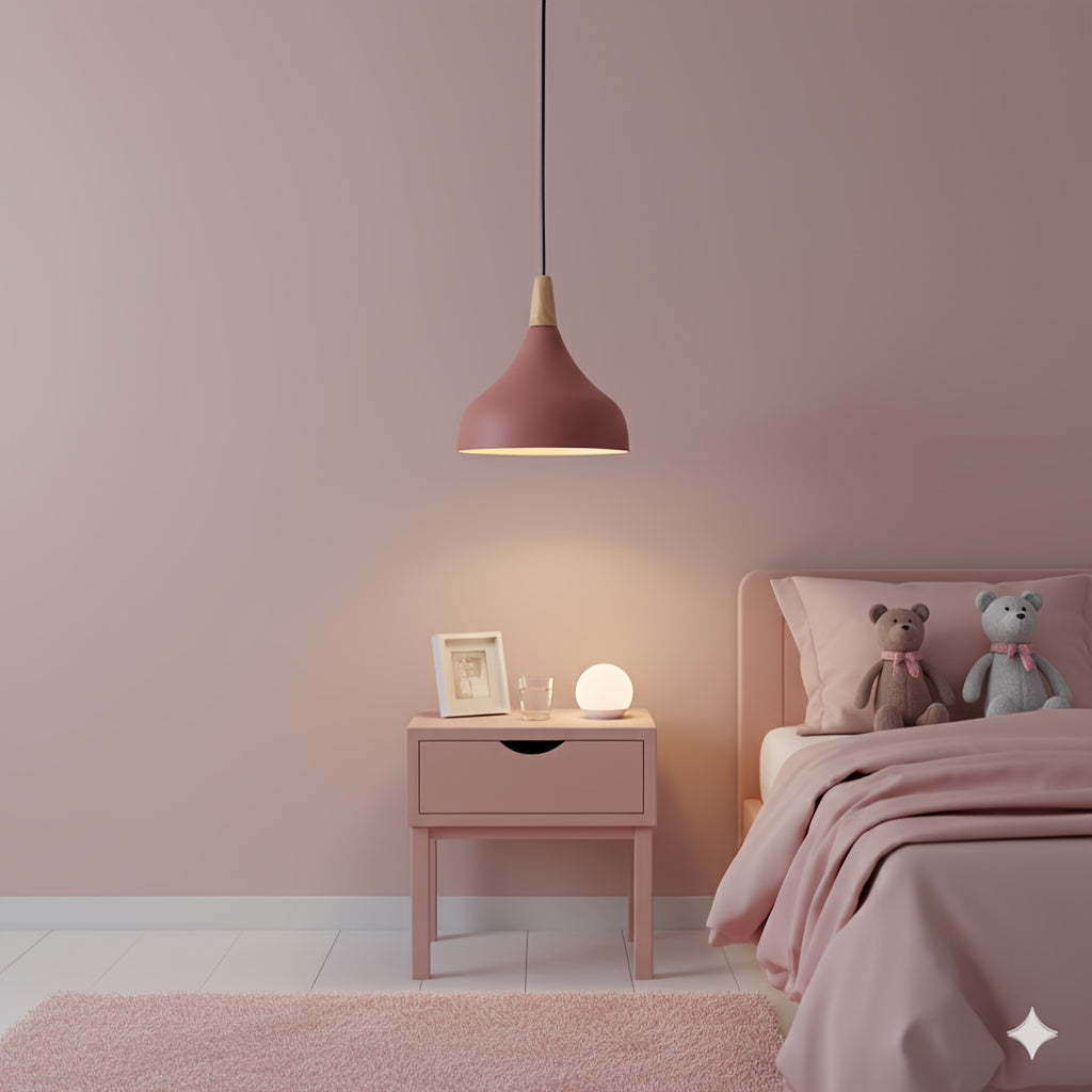 Nordic Modern Style Minimalist Single-Head Pendant Light, Height Adjustable, E27 Socket (Bulb Not Included), Macaron Style Pendant Light Suitable for Living Room, Bedroom, Dining Room, Children’s Room and Other Indoor Scenes