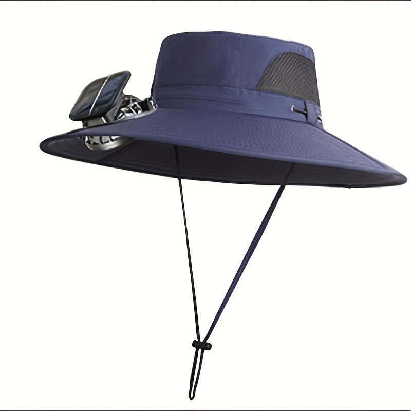 Outdoor Solar Fan Hat, 3-Speed Adjustable High Wind Breathable Design, Unisex Travel Mountaineering Bucket Hat, Essential Summer Outdoor Cooling Hat