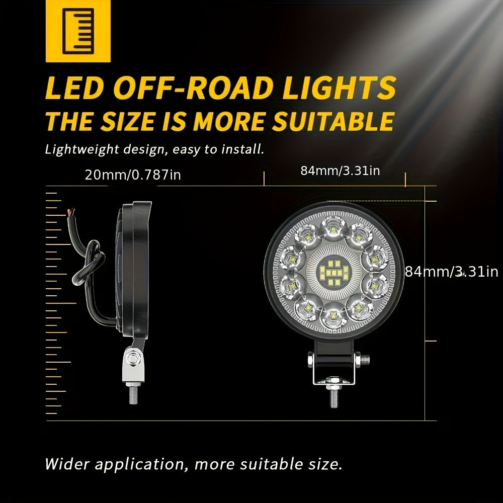 2Pcs 66W LED Work Light Round Square LED Off-Road Light Bar Flood Fog Light 12V 24V Off-Road 4x4 LED Headlight