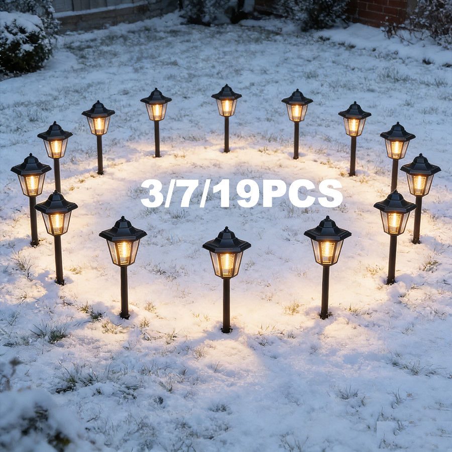 3/7/19-Piece Black Minimalist Theme IP65 Pathway Fence Light, Solar Advanced Hexagonal Fence Light Solar Outdoor Lawn Light, Suitable for Garden Post, Courtyard, Backyard Decoration, Valentine's Day Easter Gift