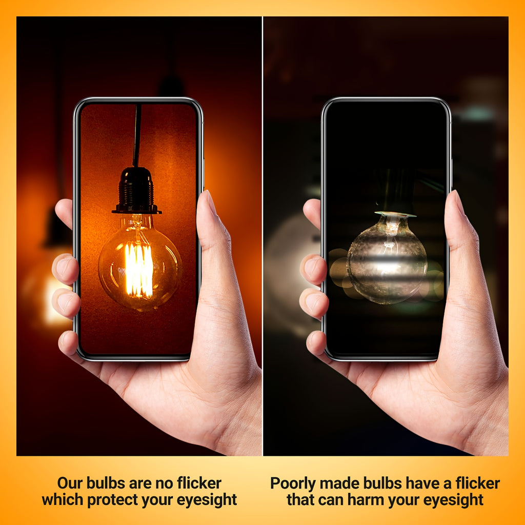 6-pack, G16.5 candelabra globe bulb, 4 watt 120V LED bulb, 450 lumens, 2700K warm white, 5000K cool white, E12 base Edison G50 LED bulb, G50 globe bulb suitable for chandeliers, vanity lights and pendant lights