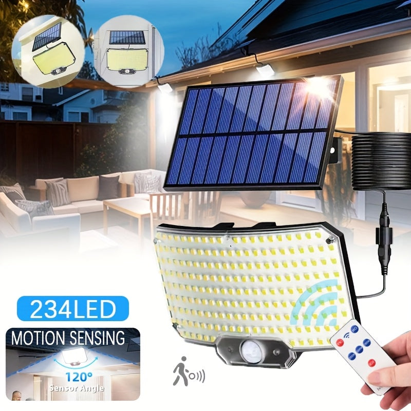 1-Piece 234 LED Split Solar Light, Outdoor Solar Wall Light, Human Shape Detection Lighting, Adjustable Modes and Angle, Motion and Light Detection, Street Light, Suitable for Garden, Path, Entrance, Roof, Patio and Emergency Lighting