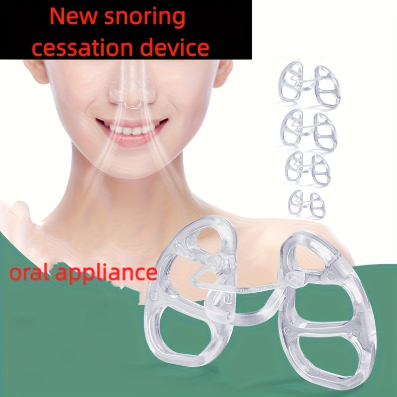 4件装可调节防打鼾鼻夹 - 透明舒适贴合型止鼾装置，无需电池，夜间睡眠用，口腔及鼻部呼吸辅助，柔软夹设计 | 透明材质，止鼾设备
