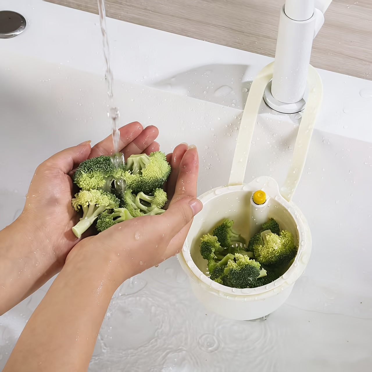 1 Piece – Press-Type No-Mess Sink Strainer, Food Residue Filter Basket, Food Waste Processor, Hanging Sink Drain Basket, One-Button Press Drain Basket, Removable Drain Basket, Sponge Drain Basket, Cloth Drain Basket