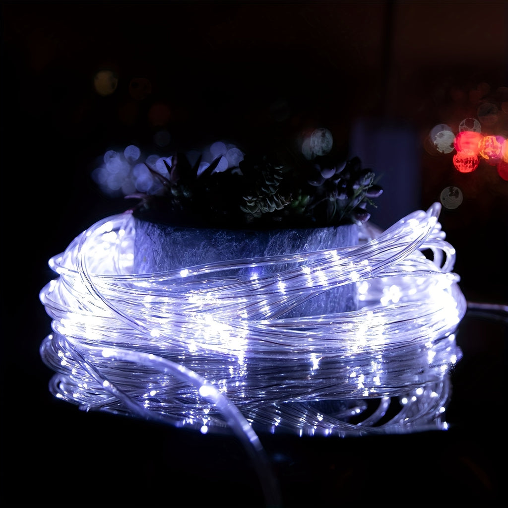 A set of outdoor solar garden lights, water pipe lights, tube lights with 8 flashing modes, IPX4 protection rating, angle theme, suitable for Christmas, gardens, shops, parties, weddings and other scenes, three colors optional