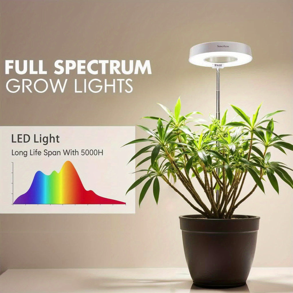 2-Pack Magnetic Indoor Plant Grow Light Compatible with Desks & Plant Stands, Full Spectrum Dimmable Plant Lamp with Auto On/Off Timer, Height Adjustable & 720° Freely Rotatable, Ideal for Small-Space Indoor Gardening