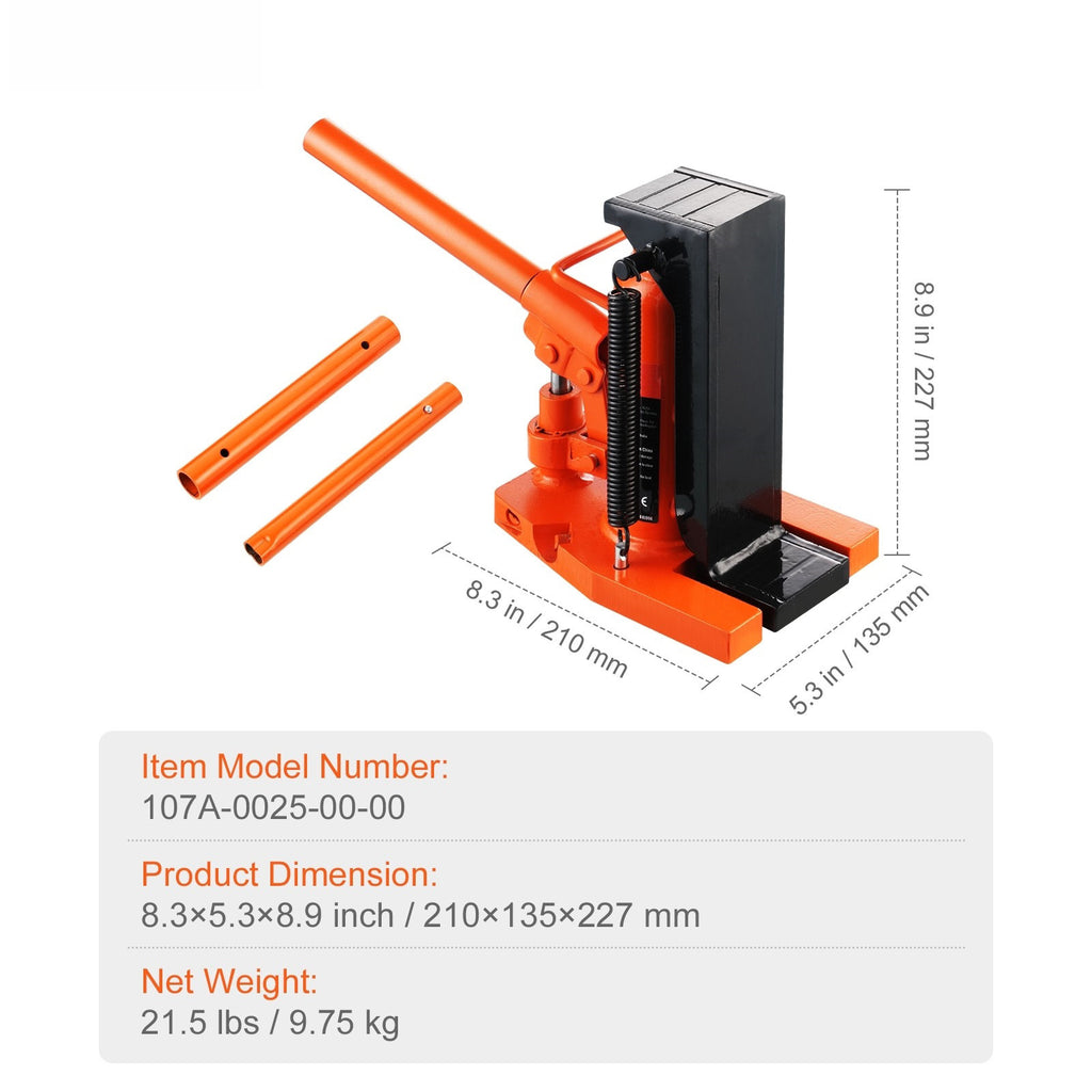 VEVOR Hydraulic Trailer Jack, 2.5 Ton / 5 Ton Trailer Jack, 5 Ton / 10 Ton Top Lift, 0.8-5.3 Inch Trailer Height, 8.9-13.4 Inch Top Height, Pneumatic Claw Jack for Machinery, Industrial Use