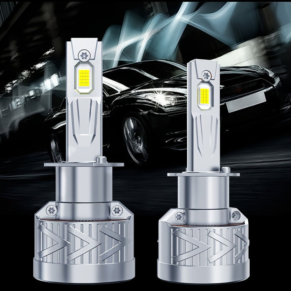 2-Pack LED Car Headlights - 280W Power, 60,000 Lumens Brightness, 6500K Color Temperature, 360° Beam, High/Low Beam Switching, 300m Illumination Distance, Turbo Fan Design, CANBUS Error-Free