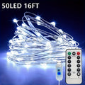 USB灯串 | 66FT 200LED, 33Ft 100 LED, 16.4FT 50LED 变色银丝灯，带8种照明模式遥控器，适用于工艺品卧室天花板圣诞装饰，彩色铜丝灯，USB供电，包含纽扣电池