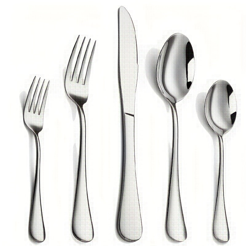Stainless Steel Western Cutlery Set – Includes Dinner Fork, Dinner Spoon & Tea Spoon – Luxurious Silver Color, Dishwasher Safe – Top Choice for Family Gatherings & Wedding Gifts
