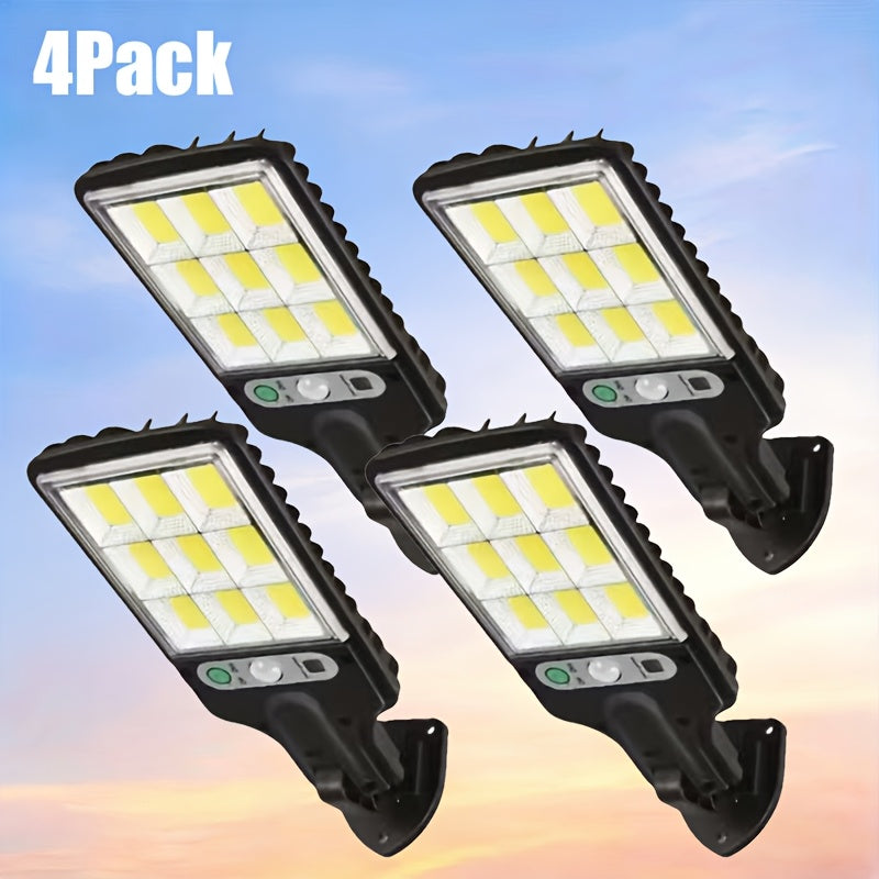 8/4 Pack Solar Street Light with PIR Motion Sensor, IP65 Protection Rating, 108 COB LED Security Wall Light with Remote Control, 3 Modes, Solar Searchlight Perfect for Garden, Courtyard, Porch, Garage Lighting