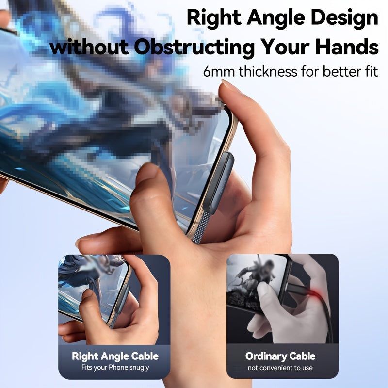 [Type C Charger Block Adapter] 45W Fast Charging Cable, Type C Charger, 90° Right Angle Type C to Type C Cable Braided, for iPhone 15-17series Only- Perfect for Halloween, Christmas, Holiday Gift