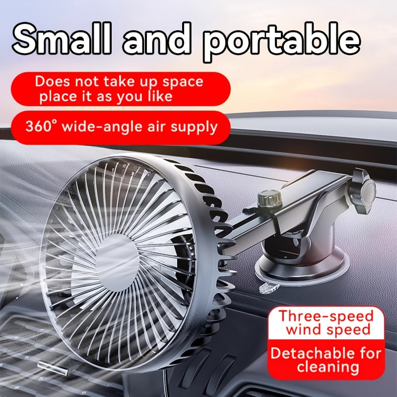 Suitu Car Suction Cup Fan, Powerful USB Car Fan, Household Turbo Fan, Single Rotatable Head, Multi-use as Desktop / Tabletop / Car Air Circulation Fan, Stylish Appearance & Durable Structure