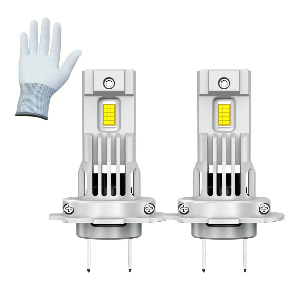2-Pack H7 LED CANBUS Headlights 1:1 Mini Size with Cooling Fan Car Front Headlights 48000 Lumens Super Bright Wireless Turbo Fog Light Bulbs 6000K Car Light 12V