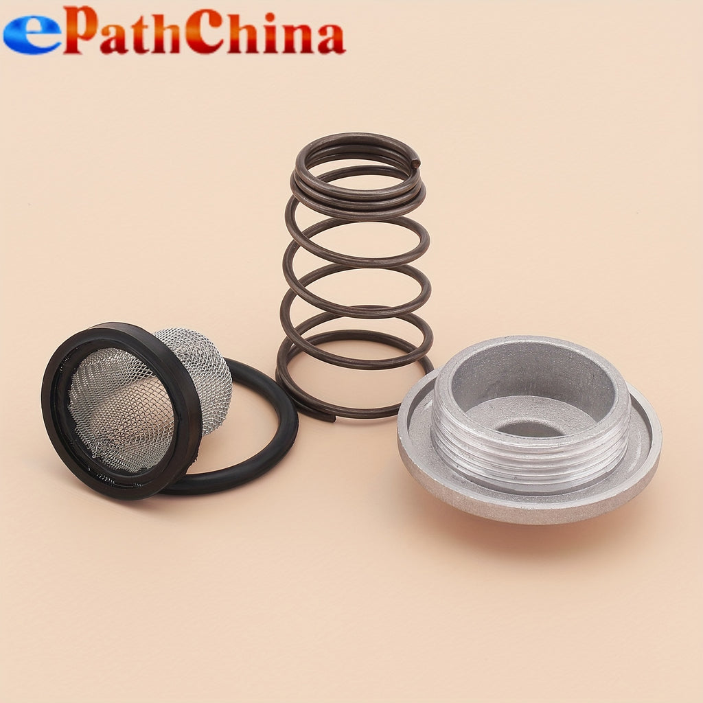 GY6 50cc 125cc 150cc Oil Drain Plug for QMB139 157QMJ Engine / Scooter – Complete Set with O-Ring, Spring, Oil Filter & Aluminum Oil Pan Screw Kit