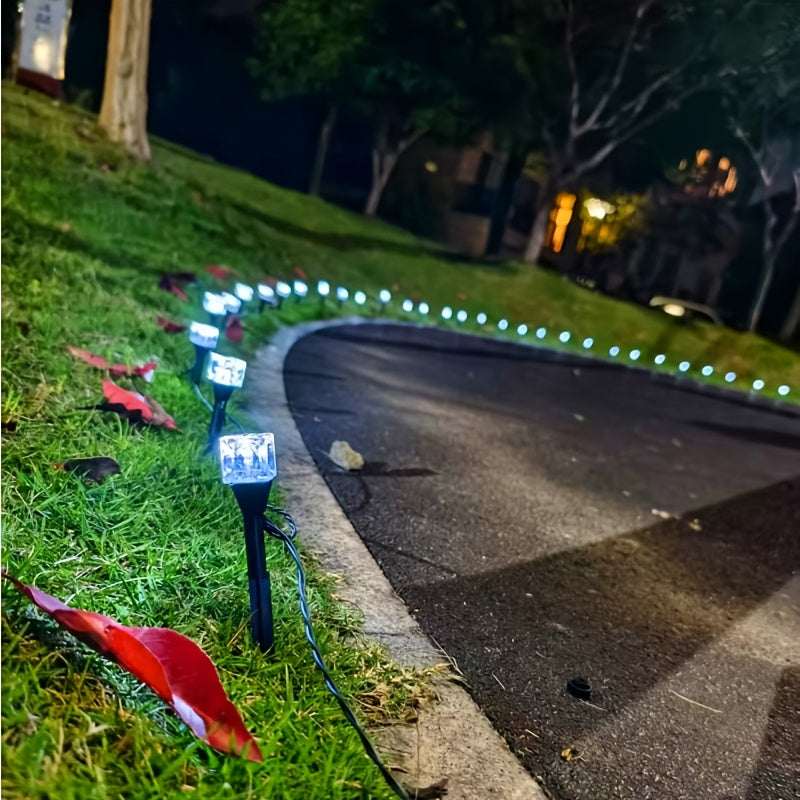 New / 8 Modes - High Brightness Solar Ice Cube Courtyard Decorative Light, Outdoor Glowing LED Light, Solar Outdoor Light, Ice Brick Light, IP44 Rated, Landscape Street Light, Lawn Ground Insert Light, 8 Modes, Festival Light, Garden Light