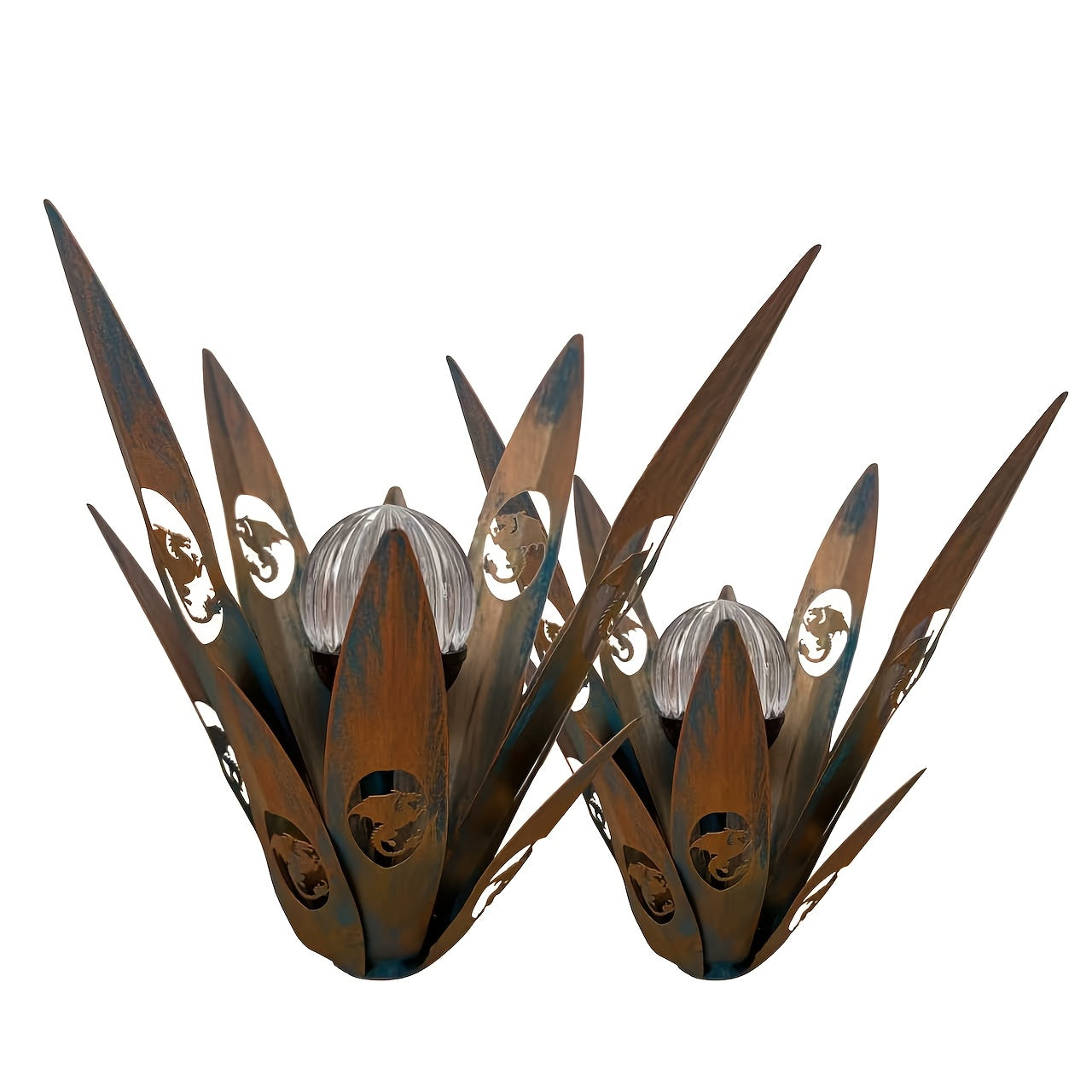 Outdoor Metal Fairy Grass Solar Light Set, 2-Piece, Suitable for Plants and Home Decoration, Perfect for Courtyard and Autumn Outdoor Decoration, Includes One Large Light and One Small Light, Suitable for Lawn Decoration