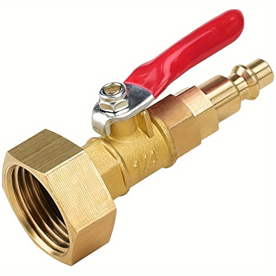 RV Winterize Blowout Adapter, with 1/4" Quick Connect Plug and 3/4" Garden Hose Thread, Winterize Quick Adapter with Ball Valve for Boat Camper Trailer Sprinkler System Irrigation Kit Fittings