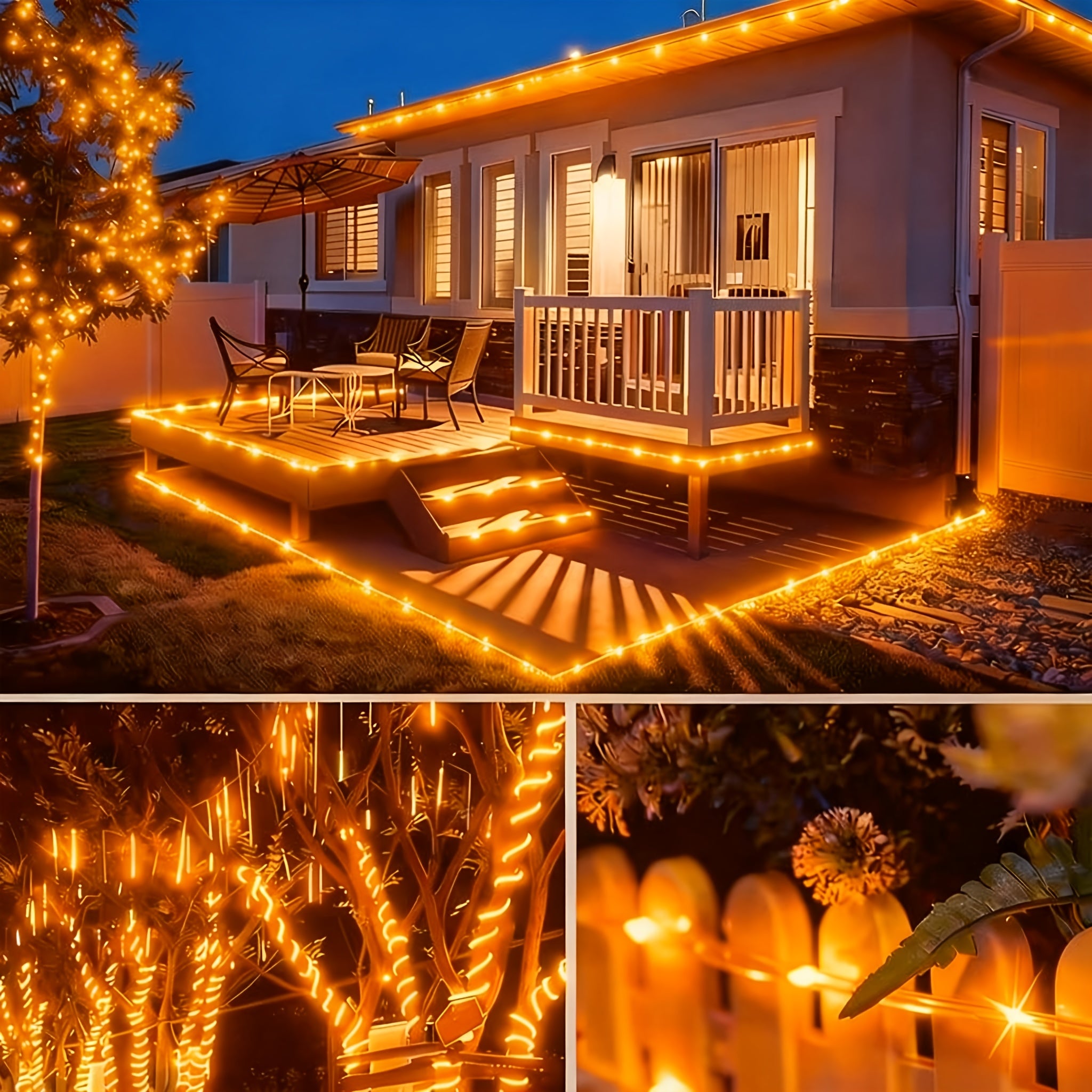 LED string light, 200/150/100/50 LED outdoor tube light, tubular light strip, with 8 modes, flexible tube light, suitable for bedroom, indoor, party, wedding, Christmas, New Year, Mother‘s Day, Hanukkah, trees, house decorative light strip IPX4