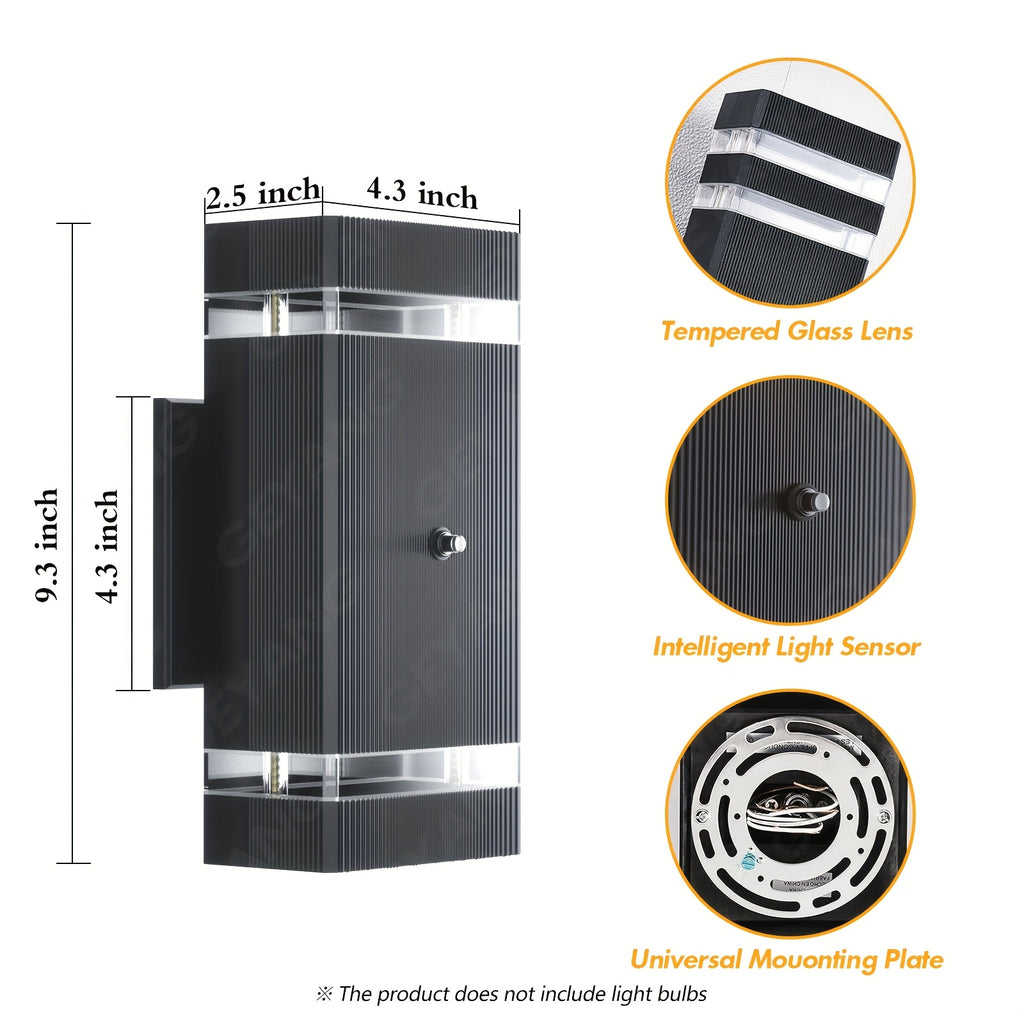 GEYANG Dusk to Dawn Outdoor Lighting, IP44 Single-Layer Square Up and Down Outdoor Wall Light, Aluminum Exterior Wall Light, Suitable for House, Courtyard, Garage, Porch, Doorway