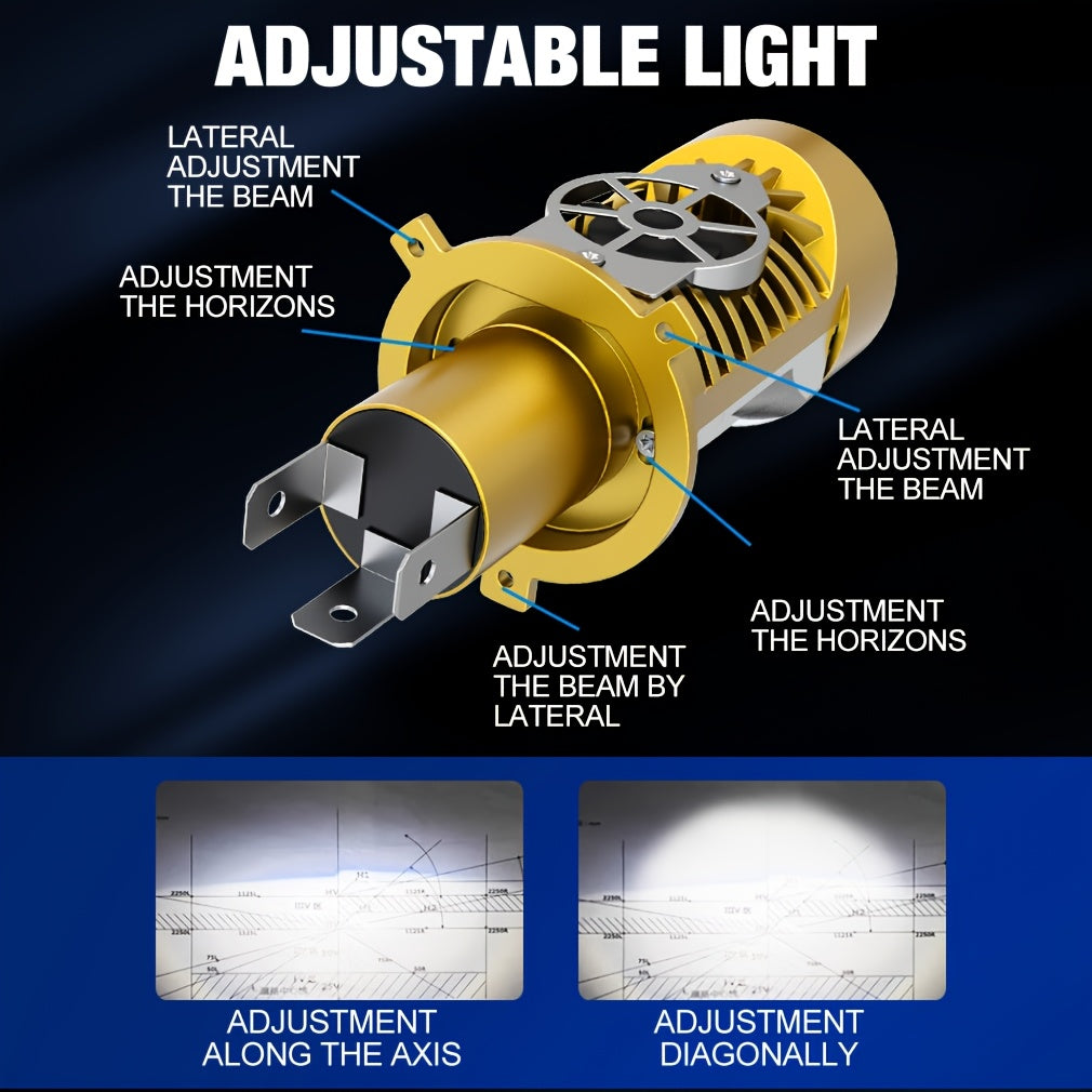 H4 LED Projector Headlight Bulb 100W Canbus 6500K High/Low Beam for Car and Motorcycle