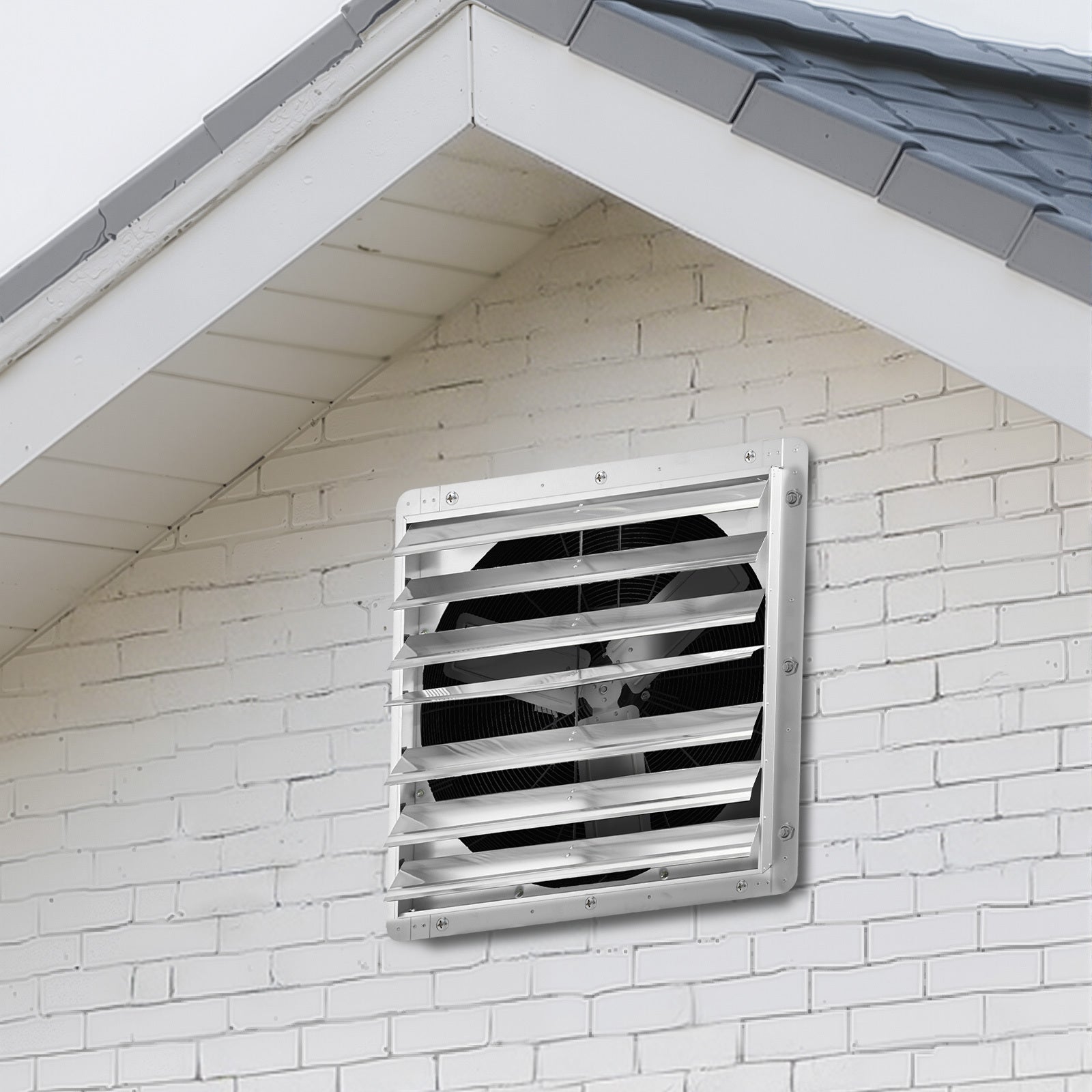 VEVOR 30"/36" Shutter Exhaust Fan, Wall-Mounted Attic Vent Fan, AC Motor, Heavy-Duty Steel Construction, Low Noise, for Shed, Garage, Greenhouse Ventilation & Cooling, Silver