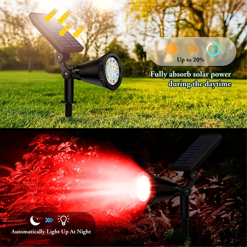 1 set 18-LED solar outdoor tree light, 18-LED home garden landscape spotlight, courtyard tree lighting, IP44 hallway ambiance path light, suitable for landscape lighting in gardens, yards, avenues, trails, sidewalks and other scenes