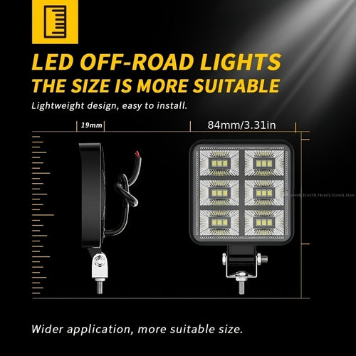 1pc 3-Inch Square LED Service Light, Multi-Function Work Light (DC9-36V, 2835SMD, 18LED, 12W, 1200LM, 6500K), Compatible with Volkswagen, BMW, Chevrolet, Toyota, Ford, Tesla, Honda, Nissan, Peugeot, Renault, Mercedes-Benz, Audi