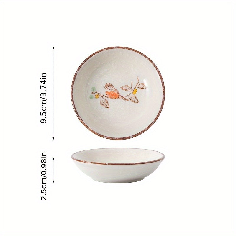 6-Piece Japanese Vintage Ceramic Small Plate Set – Round Porcelain Seasoning Dish, Sauce Dish, Snack Plate – Hot Pot Condiment Tray Set – Perfect for Home Kitchen, Western Restaurant Parties & Other Uses