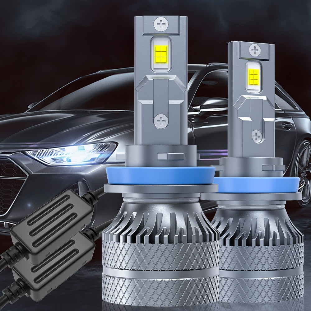 2-Pack LED Car Headlight Bulbs - Model O122, 6500K Color Temperature, with CANbus External Driver, Compatible with H1, H4, H7, H11, 9005, 9006, 9012 Sockets. 210W High Power Bulbs, 28200 Lumens Brightness, 600% Brightness Increase