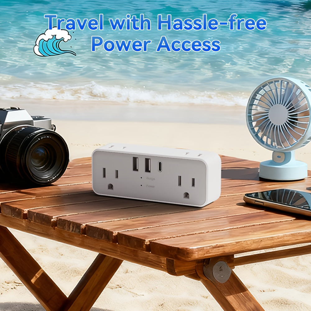 This Is a US JP Plug Extension Socket Equipped with USB Ports, Designed for Travel And Featuring Surge Protection. It Is Compatible with Sockets in Various Countries Including America, Japan, China, The Philippines, Canada, Mexico