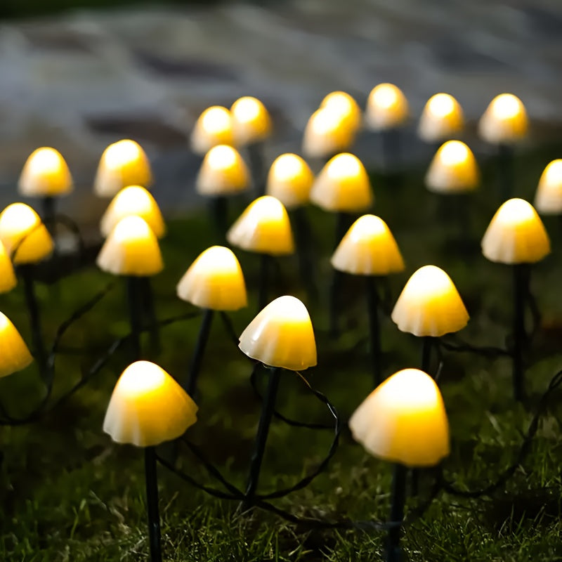 Outdoor Solar Mushroom Light Garden Decoration, Mushroom Shape, 8 LED Lighting Options, Plastic Material, Space Theme, Rechargeable Nickel Battery, No Remote Control - Warm White Light, 2026 New Mushroom Light