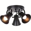 3-Light Industrial Track Light, Adjustable Round Kitchen Ceiling Light, Modern Black Recessed Directional Light, Suitable for Kitchen, Hallway, Dining Room, Bathroom, Coffee Bar